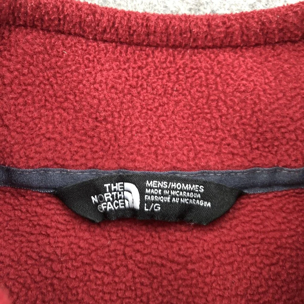 The North Face Jacket Mens Large Red Fleece Full Zip Pockets Outdoor Hiking